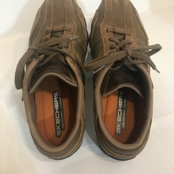 Skechers Men's Memory Foam Leather Sneakers Size 11 Brown Lace Up - Picture 2 of 4